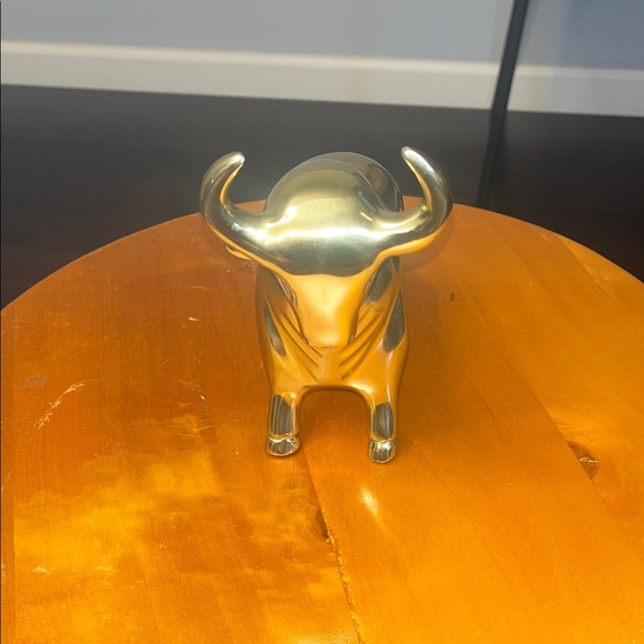 Pascal The Bull Gold Doorstop-Bookend Pascal Bull Door Stop Gold Bull Figurine - Picture 2 of 7